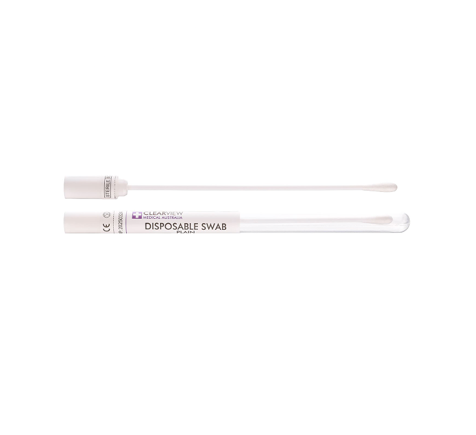 Clearview plain swab and tube displayed horizontally