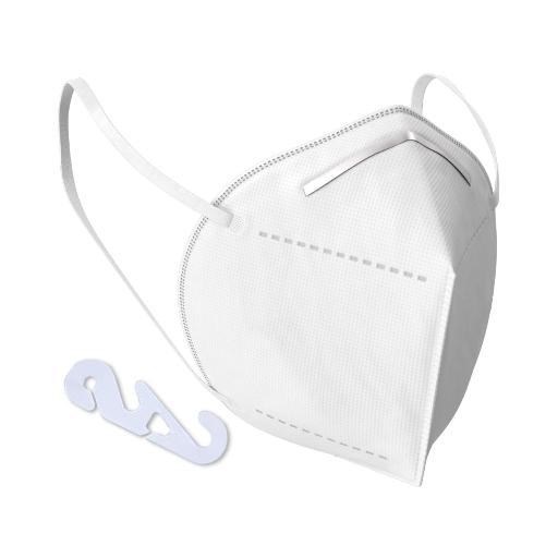 clearview ffp2 flatfold mask with earloops and an ear saver clip